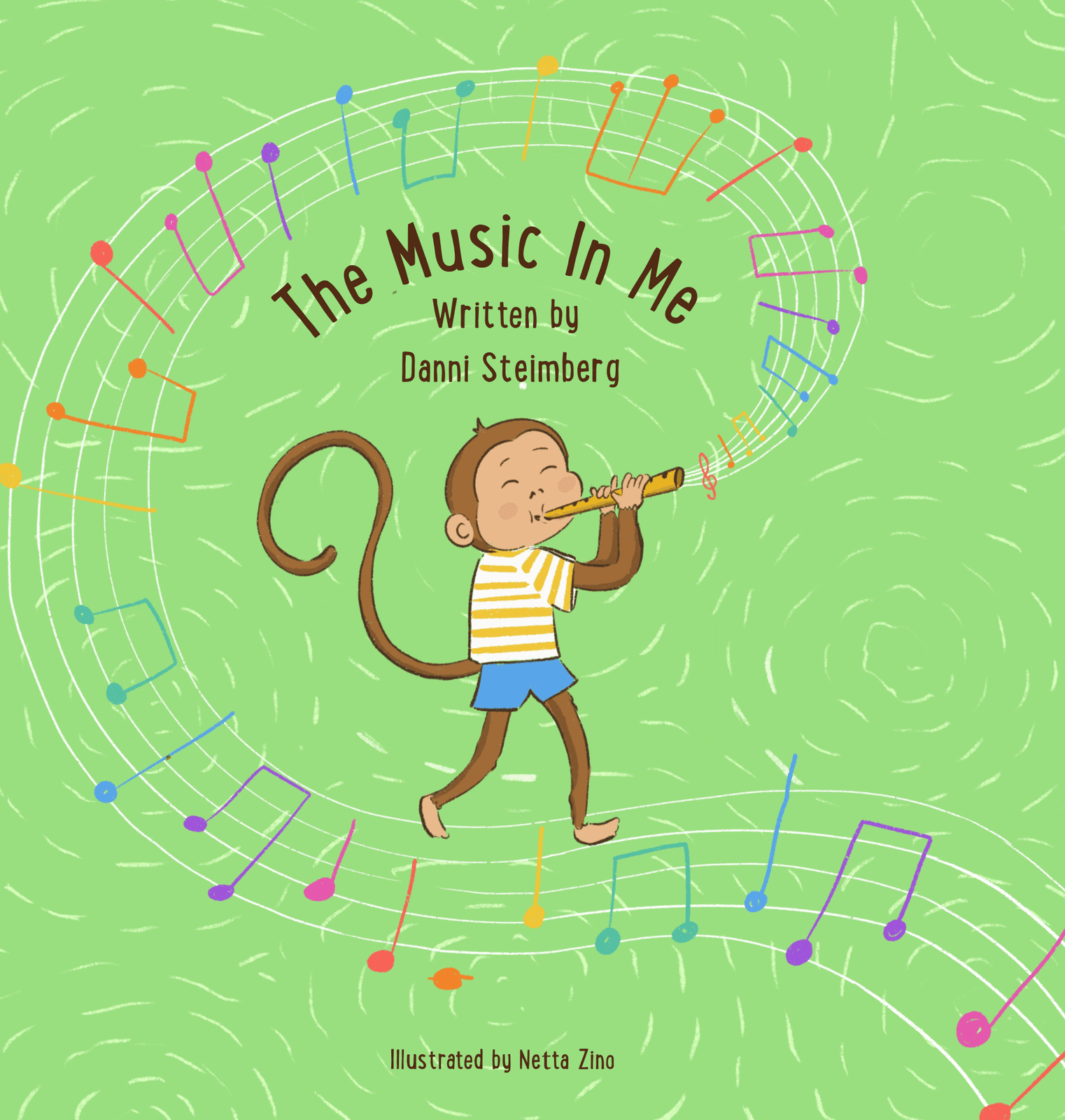 Cover of The Music in Me, featuring Groovy the monkey surrounded by musical notes